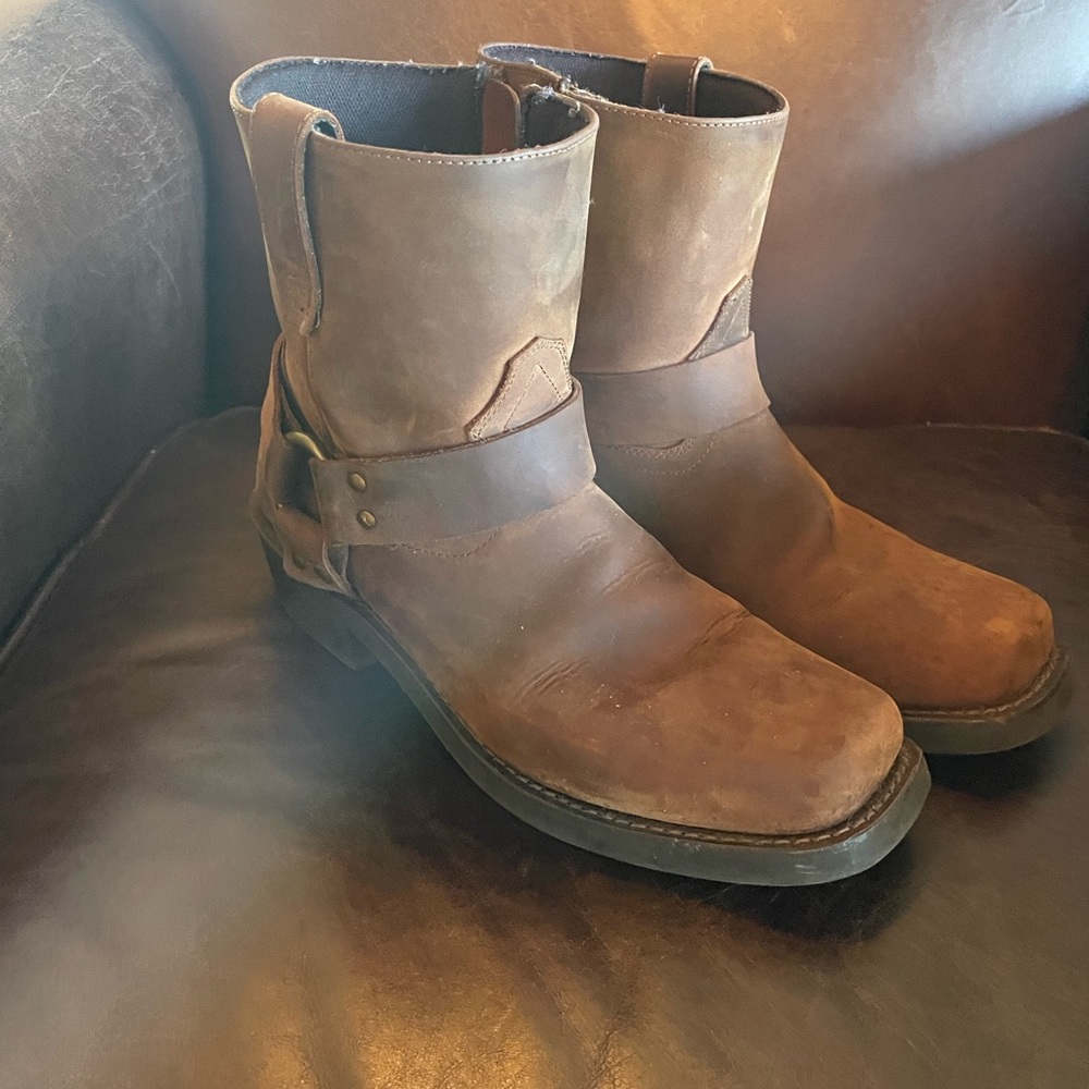 Dingo rev up motorcycle boots, ankle brown, 9.5